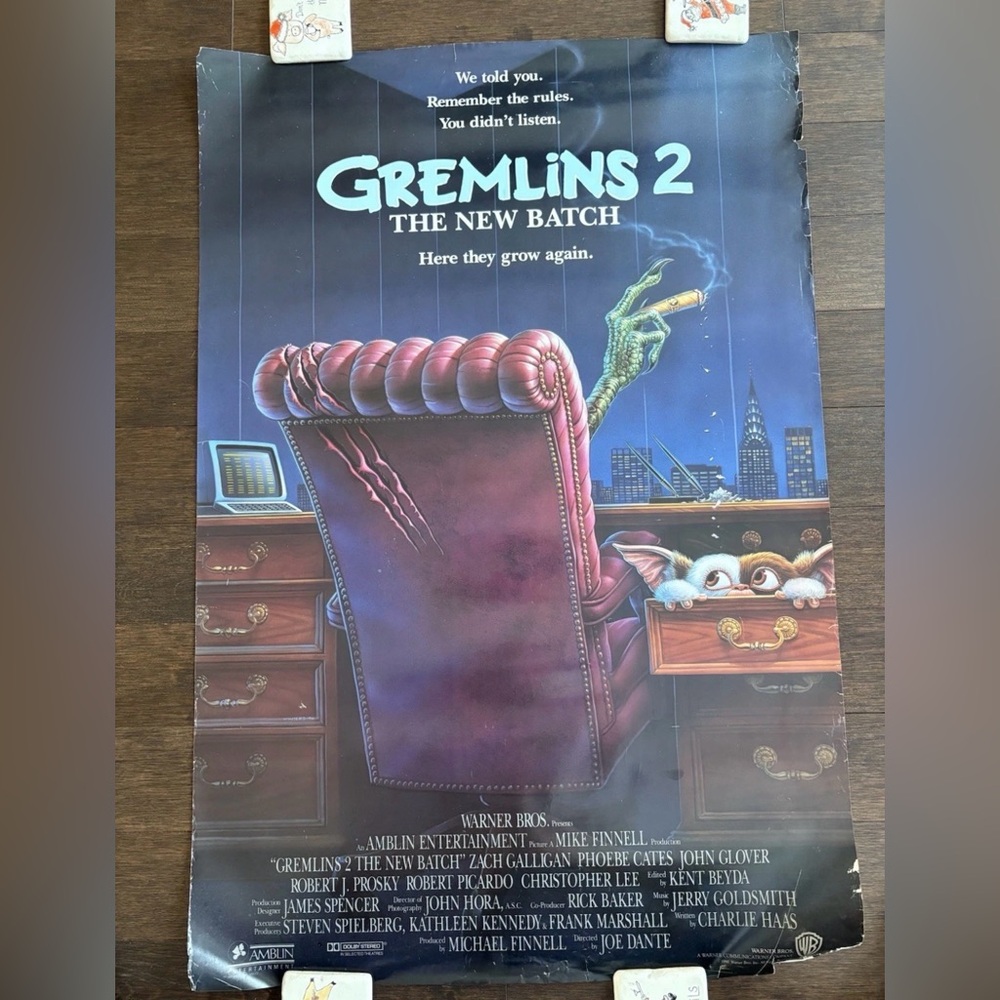 GREMLINS 2 1990 ORIGINAL 26.5 x40 MOVIE POSTER ZACH GALLIGAN One Sheet Rolled